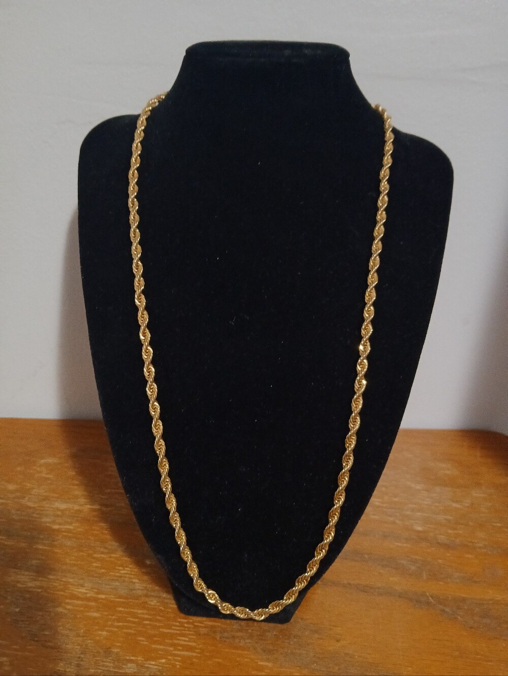 Vintage Gold Tone Twisted Rope Chain Necklace Made In Korea